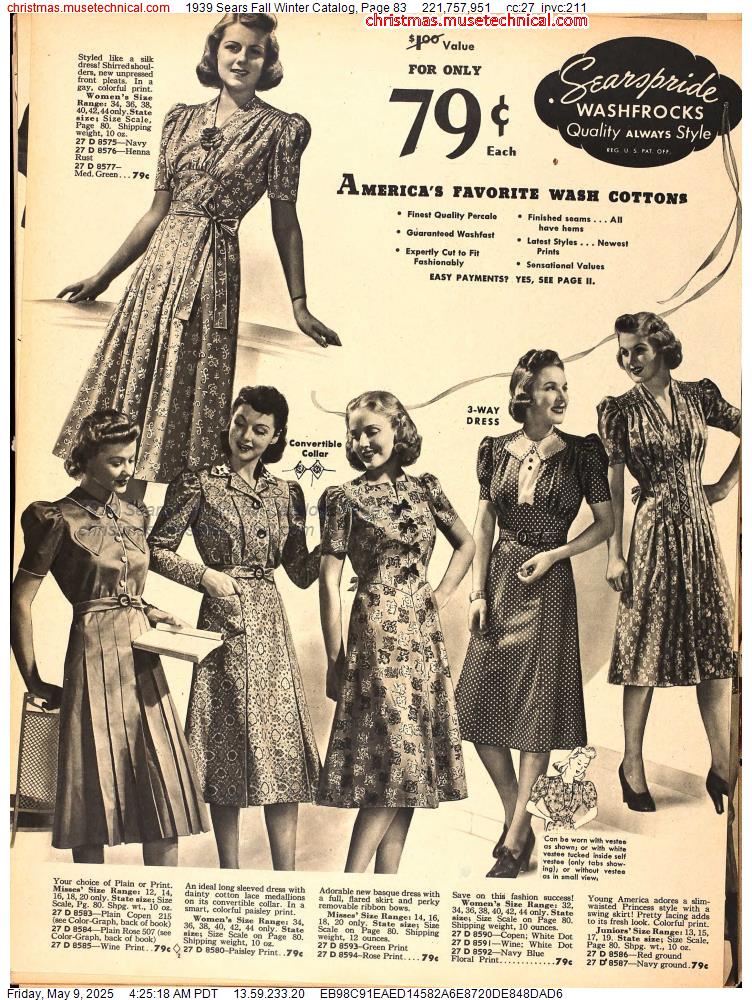 1939 Sears Fall Winter Catalog, Page 83