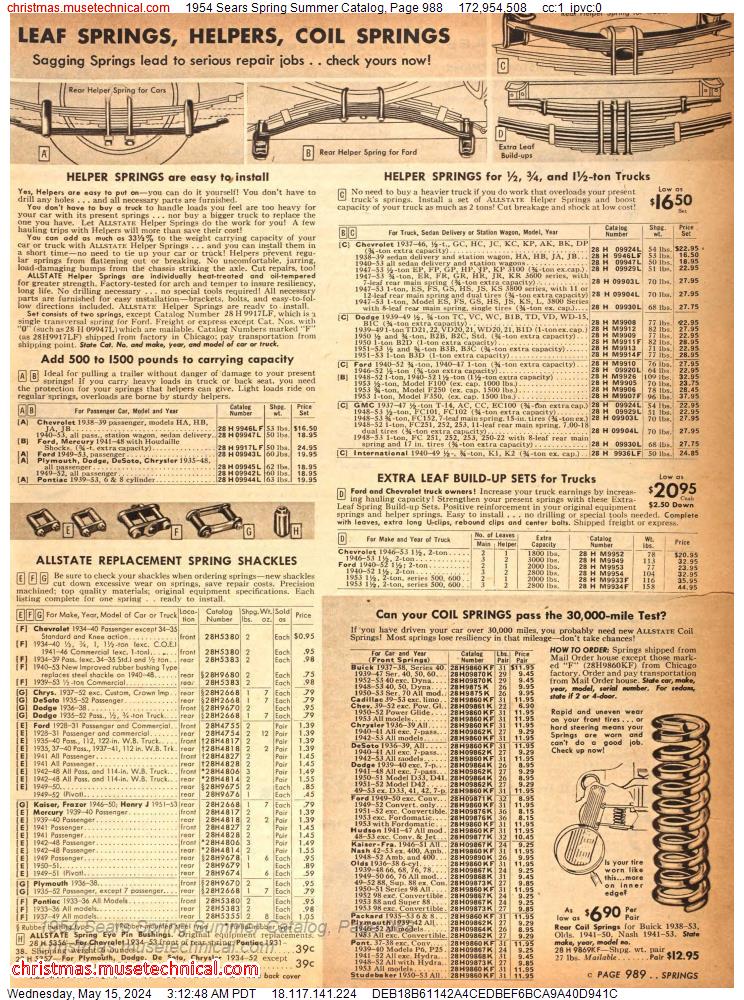1954 Sears Spring Summer Catalog, Page 988