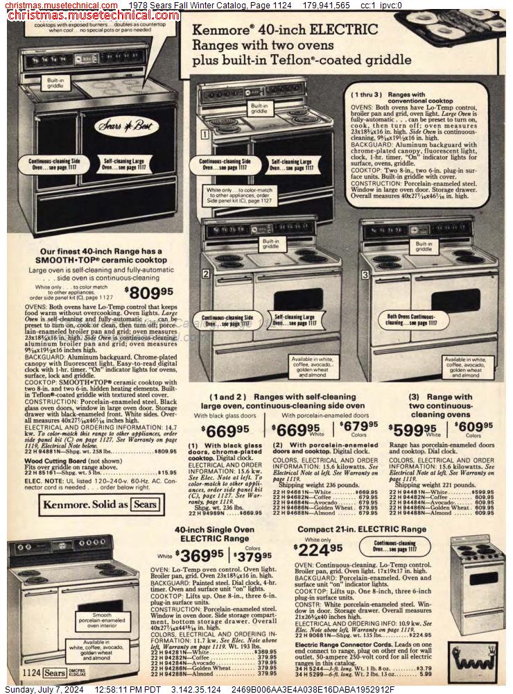 1978 Sears Fall Winter Catalog, Page 1124