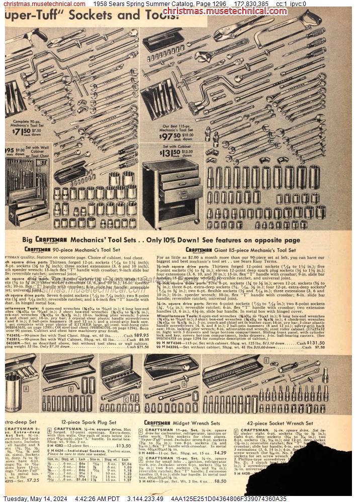 1958 Sears Spring Summer Catalog, Page 1296
