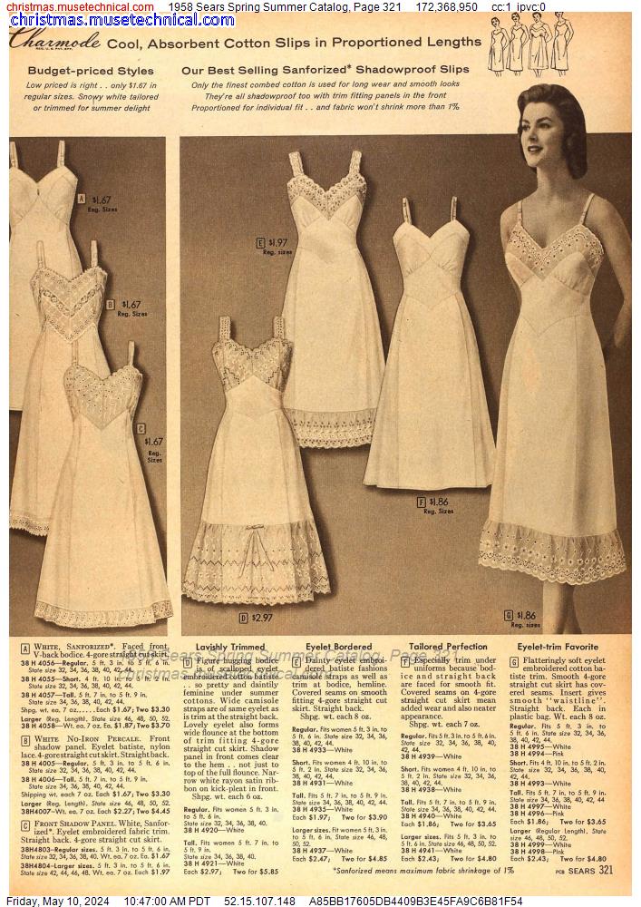 1958 Sears Spring Summer Catalog, Page 321