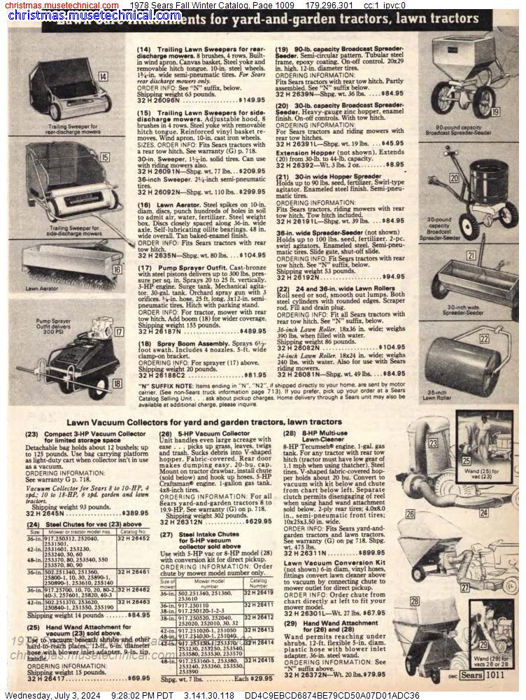 1978 Sears Fall Winter Catalog, Page 1009