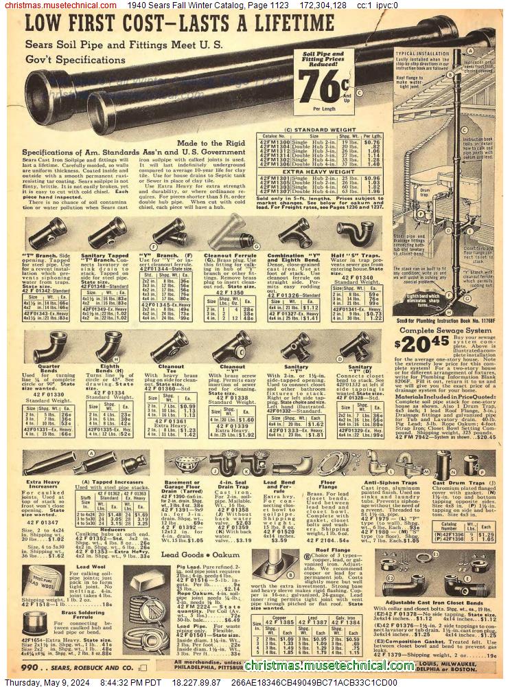 1940 Sears Fall Winter Catalog, Page 1123