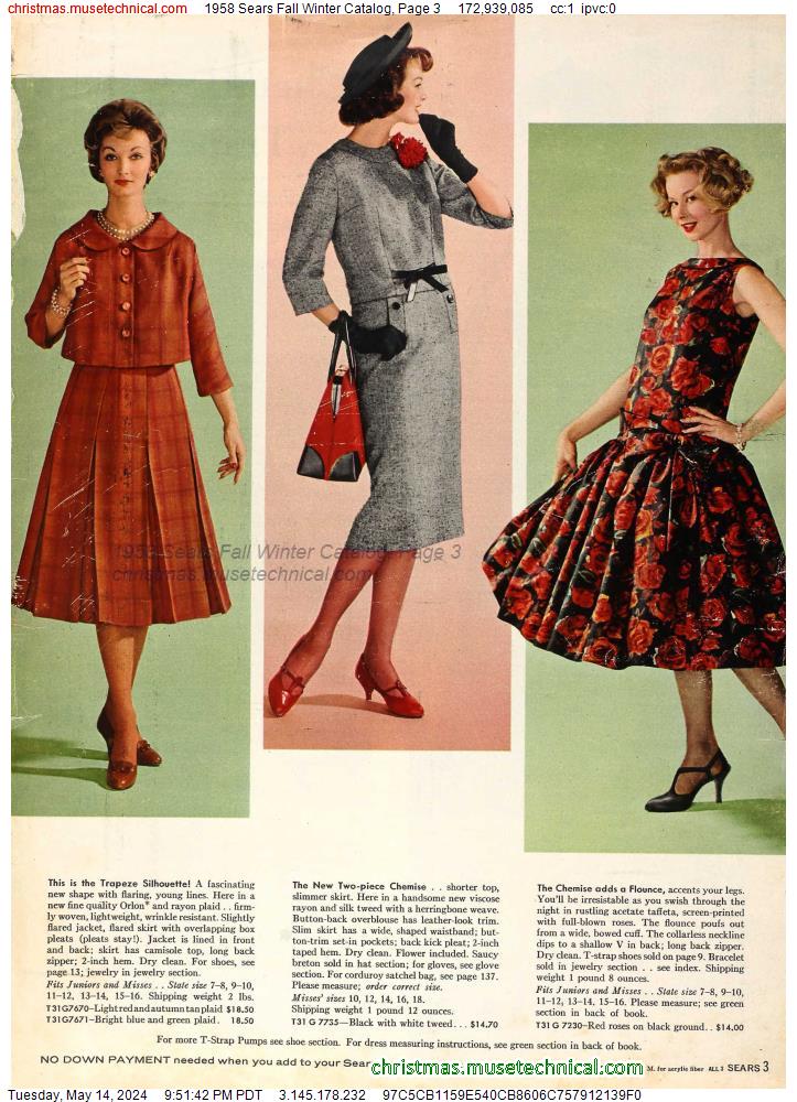 1958 Sears Fall Winter Catalog, Page 3