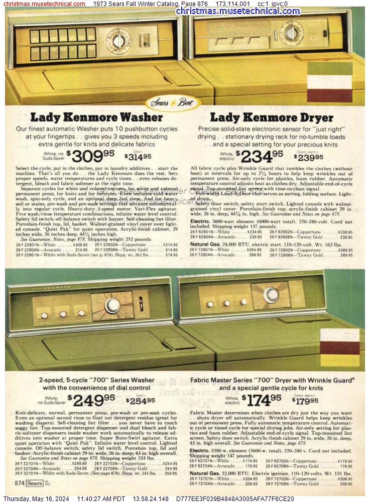 1973 Sears Fall Winter Catalog, Page 876