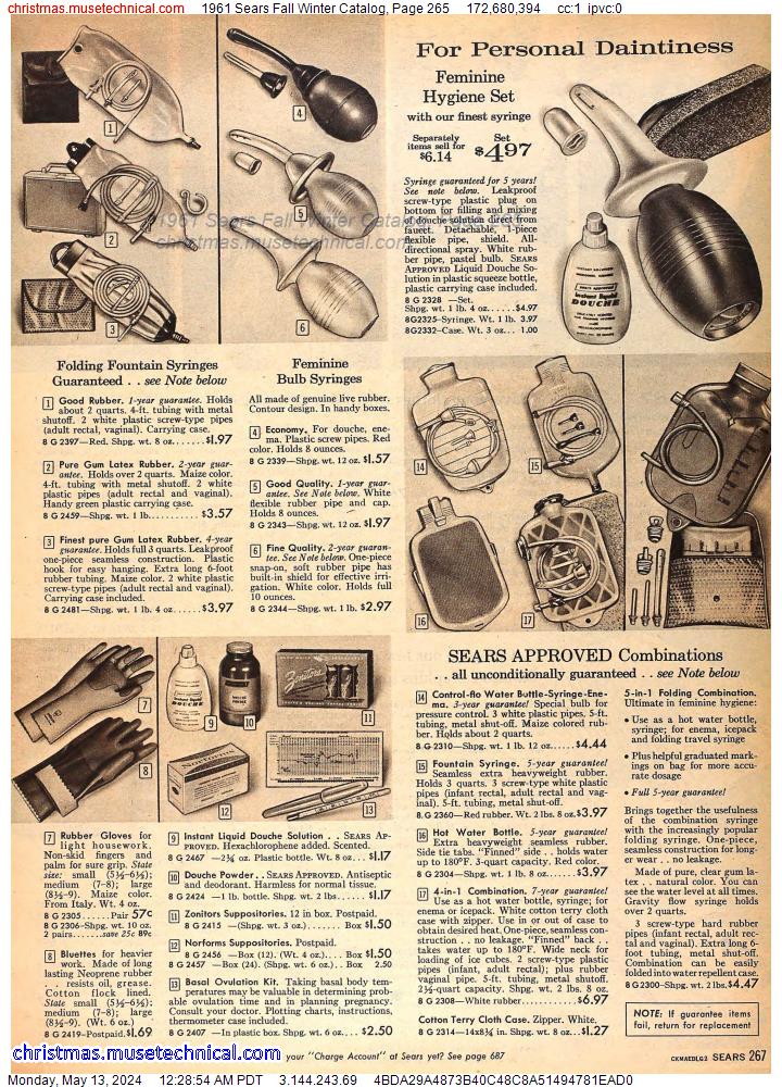 1961 Sears Fall Winter Catalog, Page 265