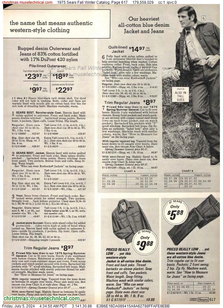 1975 Sears Fall Winter Catalog, Page 617