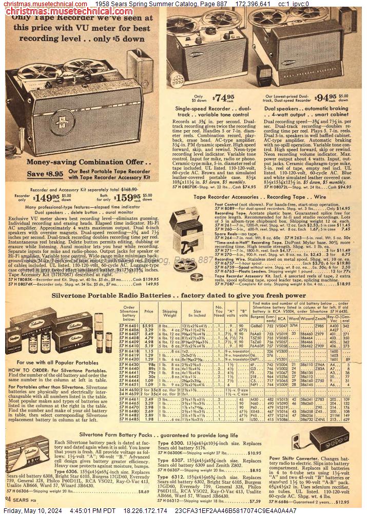 1958 Sears Spring Summer Catalog, Page 887