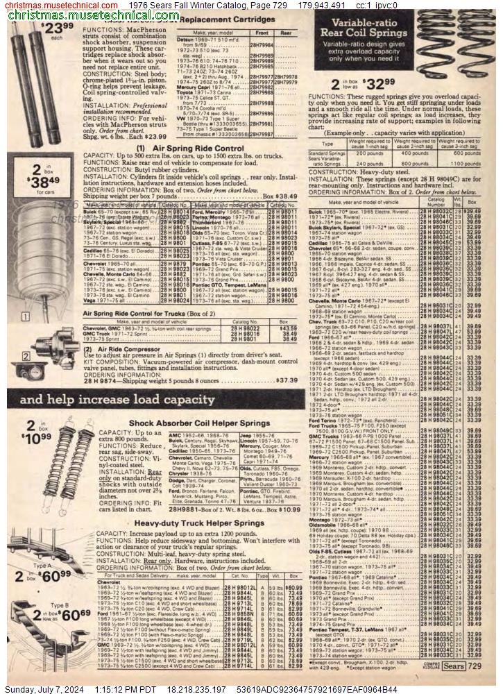 1976 Sears Fall Winter Catalog, Page 729