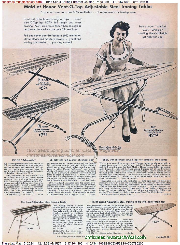 1957 Sears Spring Summer Catalog, Page 989