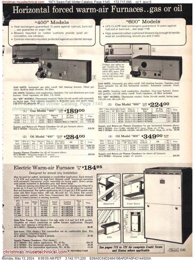 1971 Sears Fall Winter Catalog, Page 1145