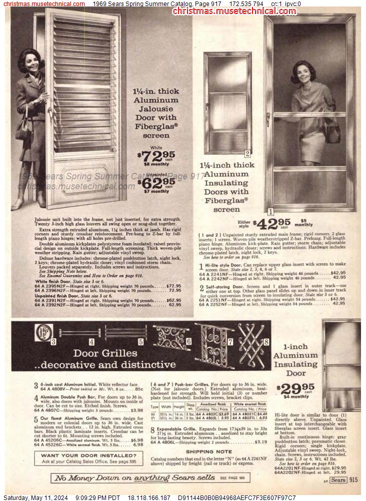 1969 Sears Spring Summer Catalog, Page 917
