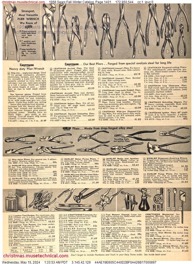 1956 Sears Fall Winter Catalog, Page 1401