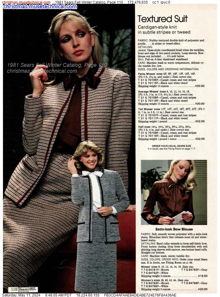 1981 Sears Fall Winter Catalog, Page 110