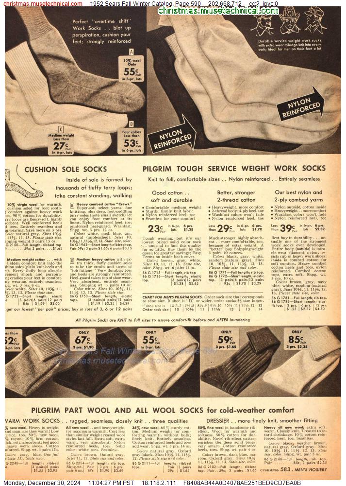 1952 Sears Fall Winter Catalog, Page 590