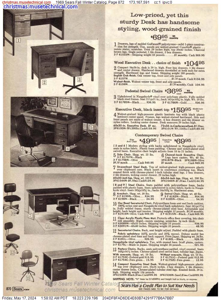 1969 Sears Fall Winter Catalog, Page 872