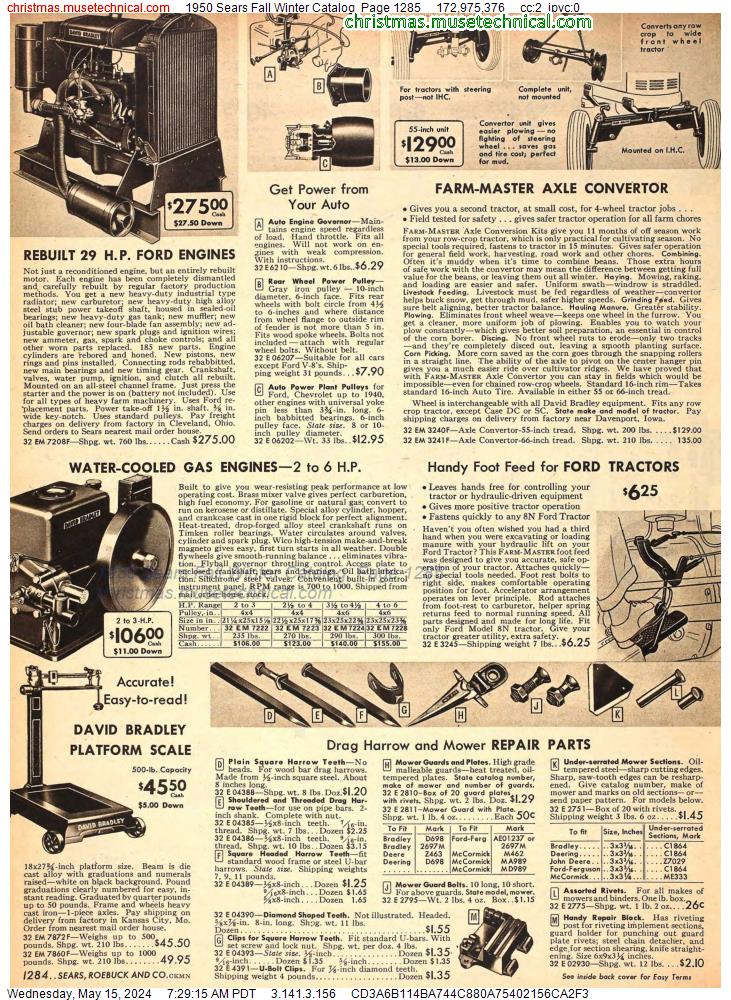 1950 Sears Fall Winter Catalog, Page 1285