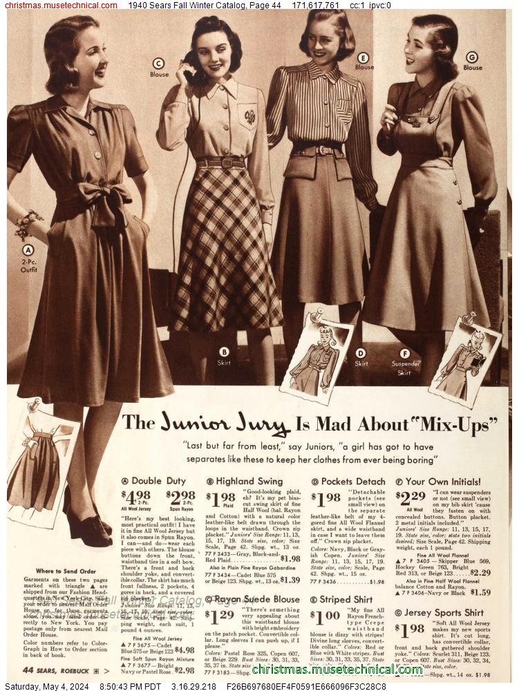 1940 Sears Fall Winter Catalog, Page 44