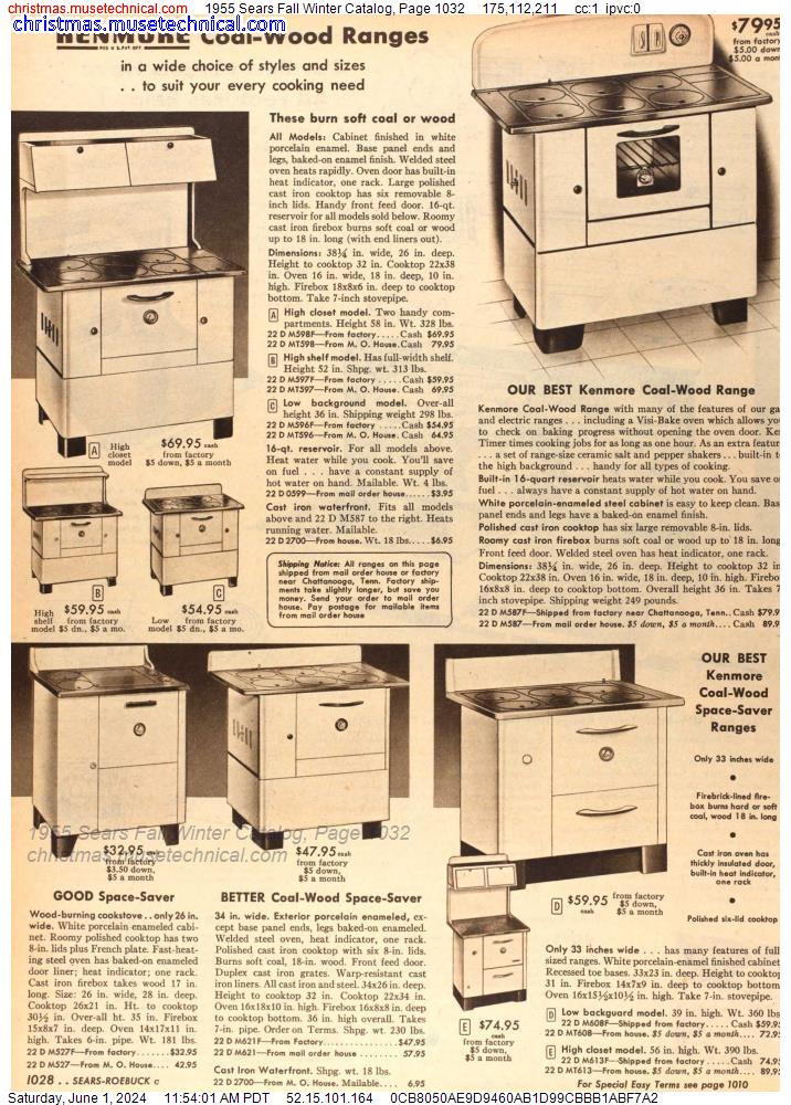 1955 Sears Fall Winter Catalog, Page 1032