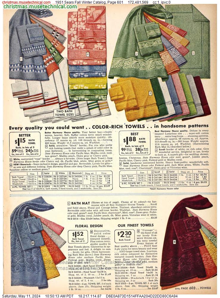 1951 Sears Fall Winter Catalog, Page 601