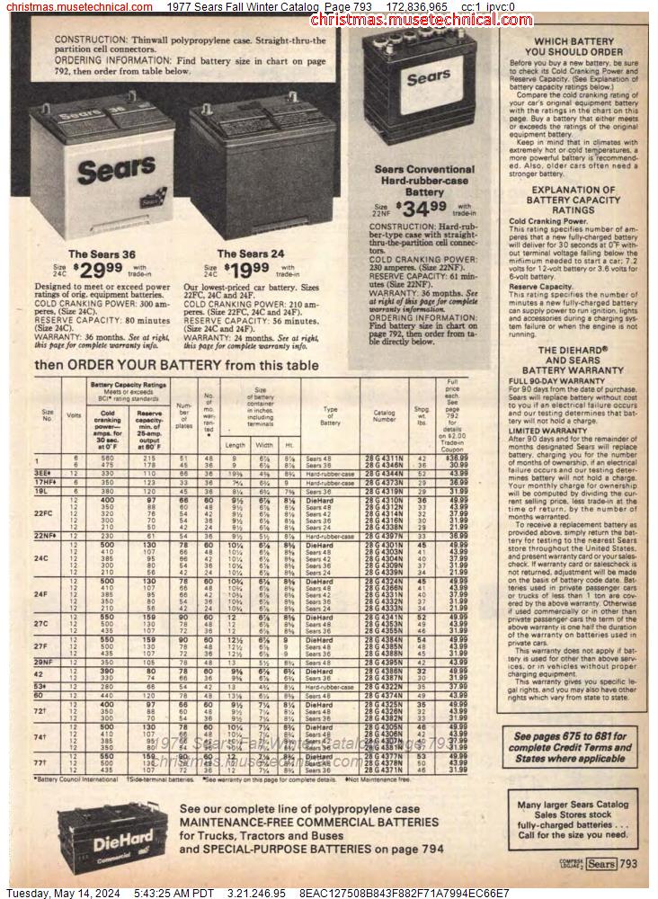 1977 Sears Fall Winter Catalog, Page 793