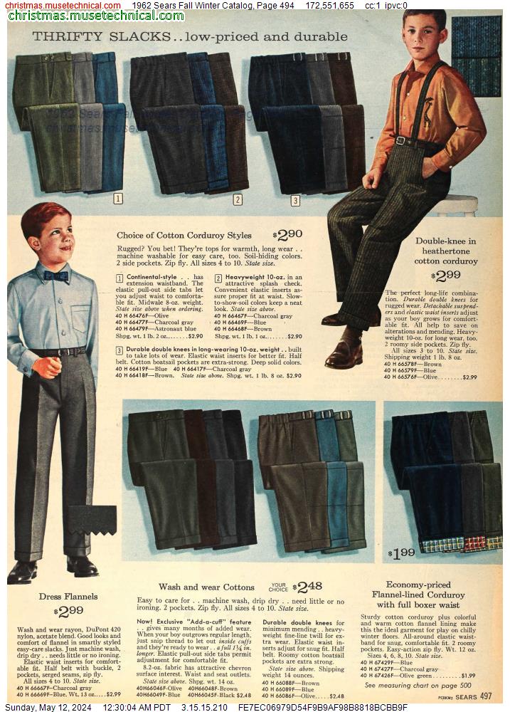 1962 Sears Fall Winter Catalog, Page 494