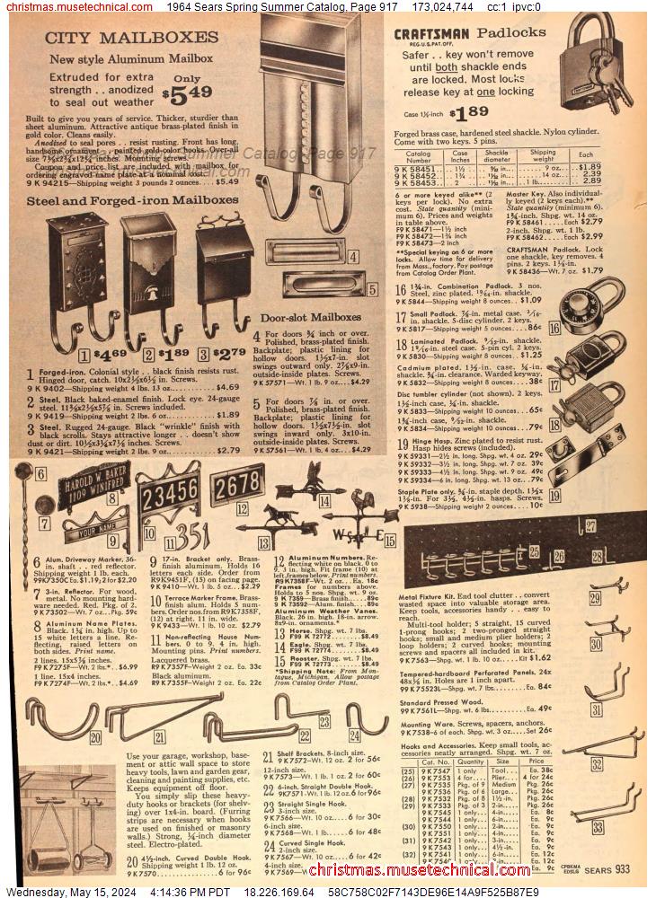 1964 Sears Spring Summer Catalog, Page 917