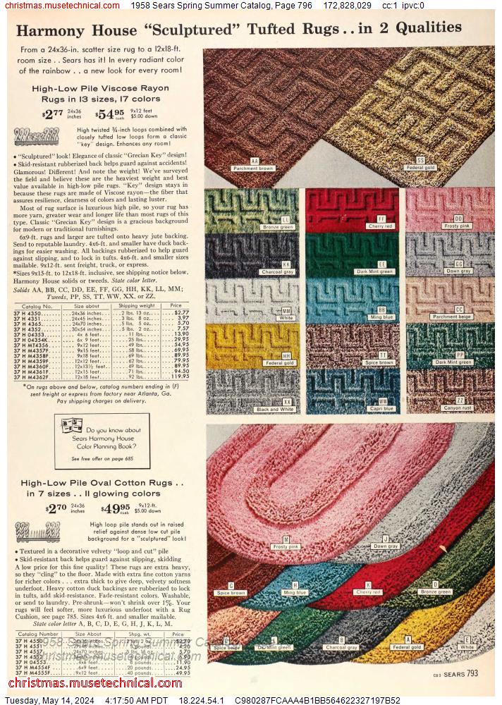 1958 Sears Spring Summer Catalog, Page 796