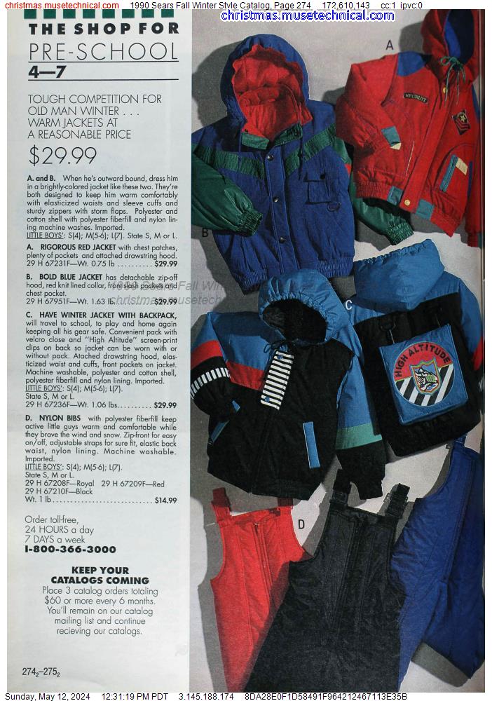 1990 Sears Fall Winter Style Catalog, Page 274