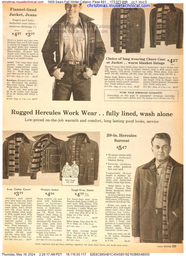 1959 Sears Fall Winter Catalog, Page 691