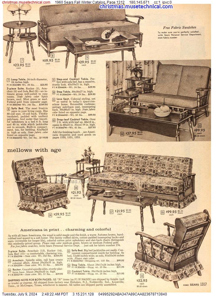 1960 Sears Fall Winter Catalog, Page 1312