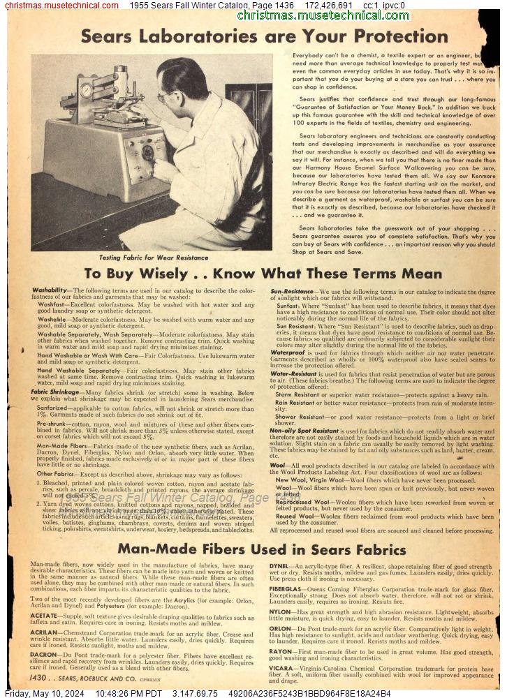 1955 Sears Fall Winter Catalog, Page 1436
