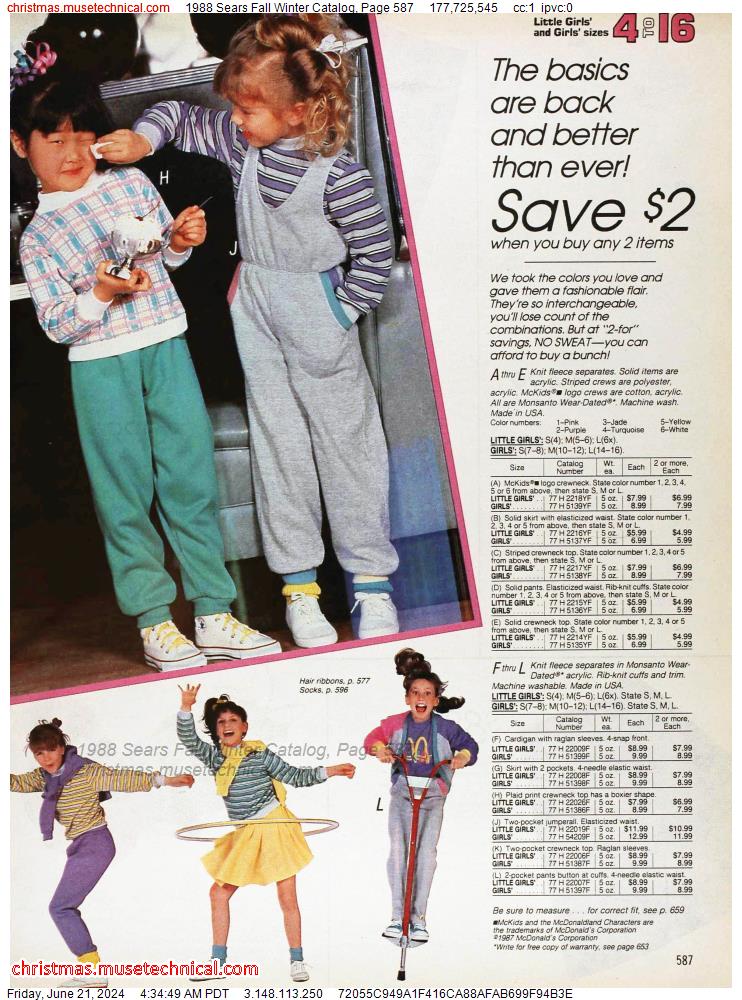 1988 Sears Fall Winter Catalog, Page 587