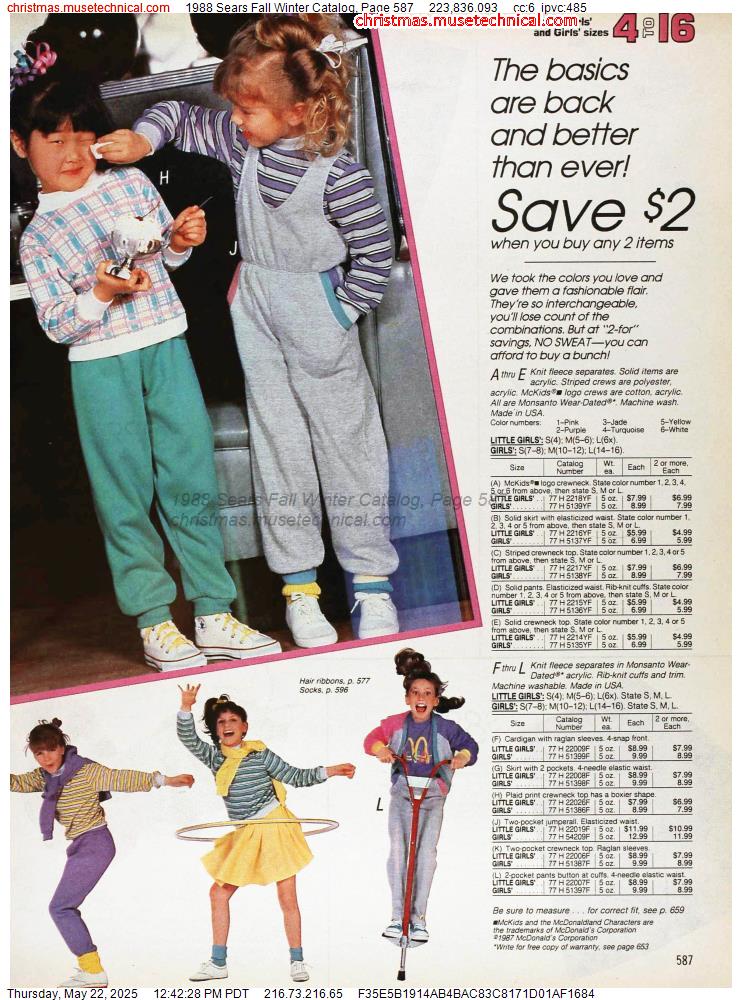 1988 Sears Fall Winter Catalog, Page 587