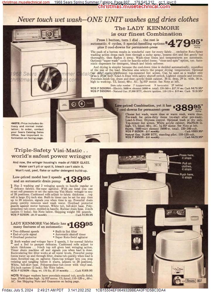 1968 Sears Spring Summer Catalog, Page 807