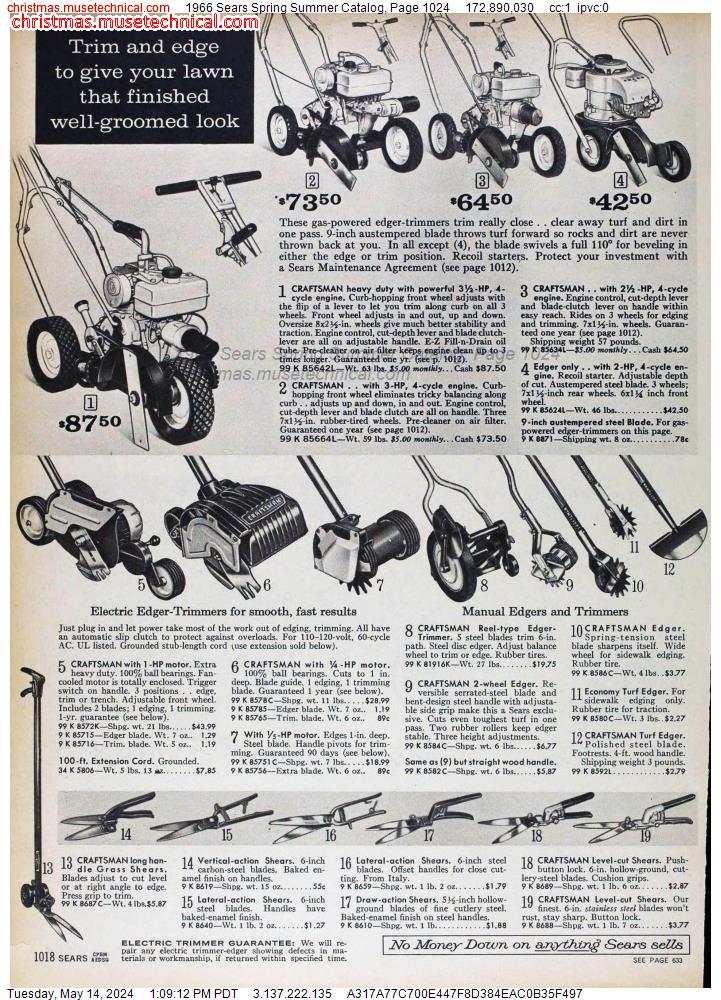 1966 Sears Spring Summer Catalog, Page 1024