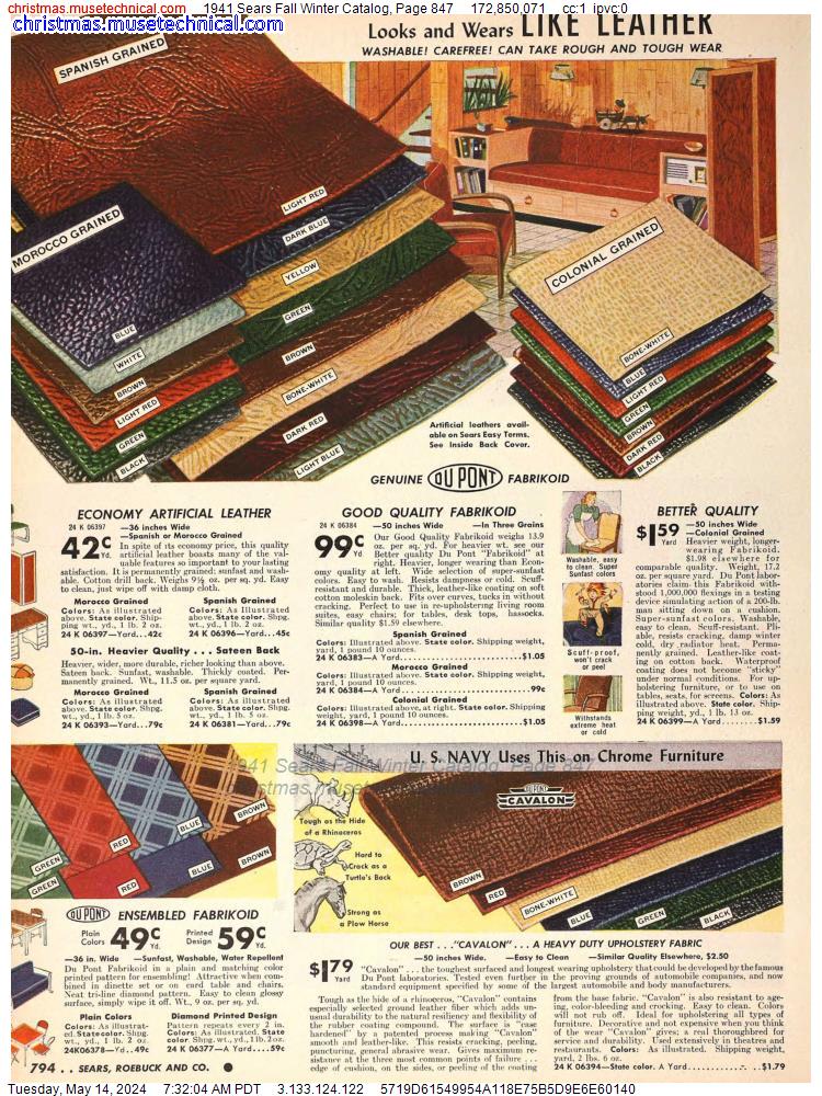 1941 Sears Fall Winter Catalog, Page 847