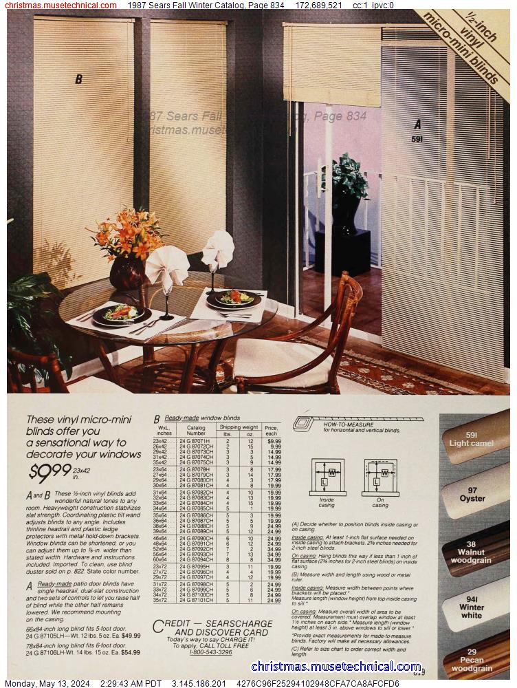 1987 Sears Fall Winter Catalog, Page 834