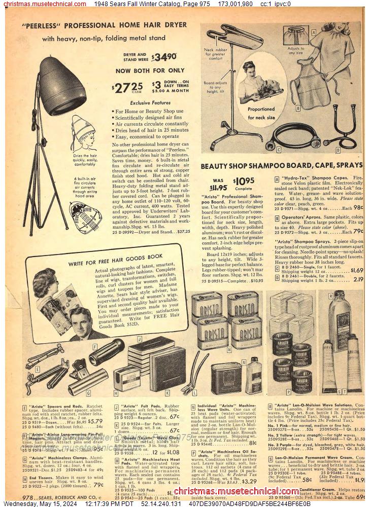 1948 Sears Fall Winter Catalog, Page 975
