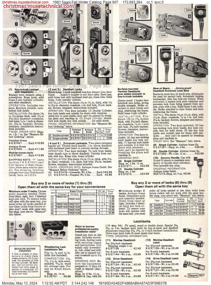 1981 Sears Fall Winter Catalog, Page 907