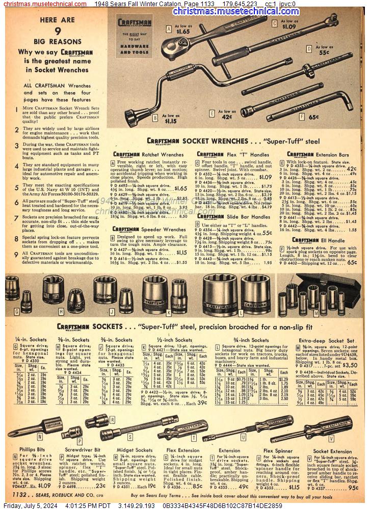 1948 Sears Fall Winter Catalog, Page 1133