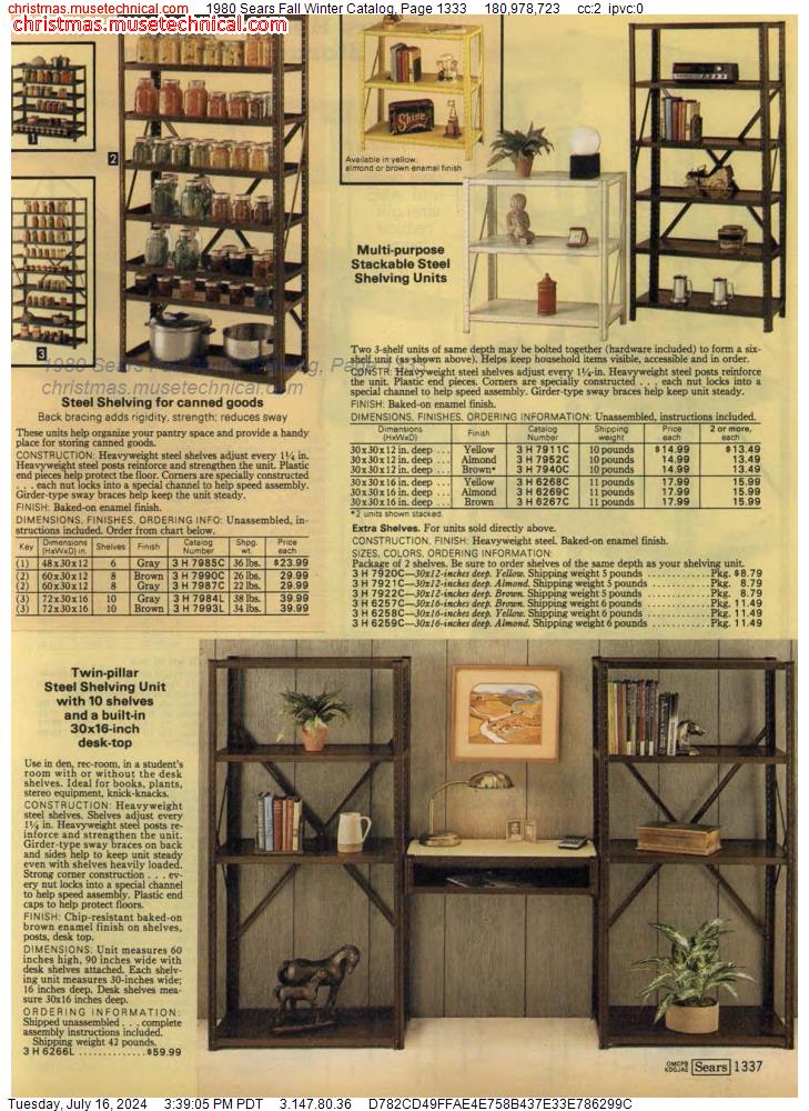 1980 Sears Fall Winter Catalog, Page 1333