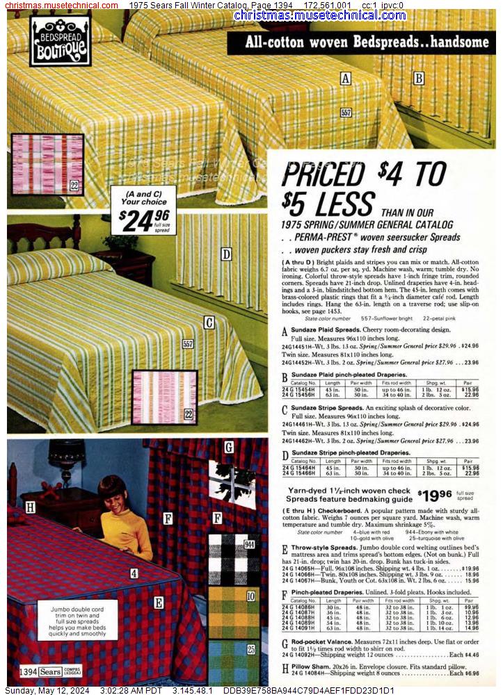 1975 Sears Fall Winter Catalog, Page 1394