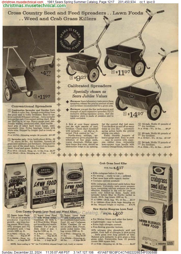 1961 Sears Spring Summer Catalog, Page 1217