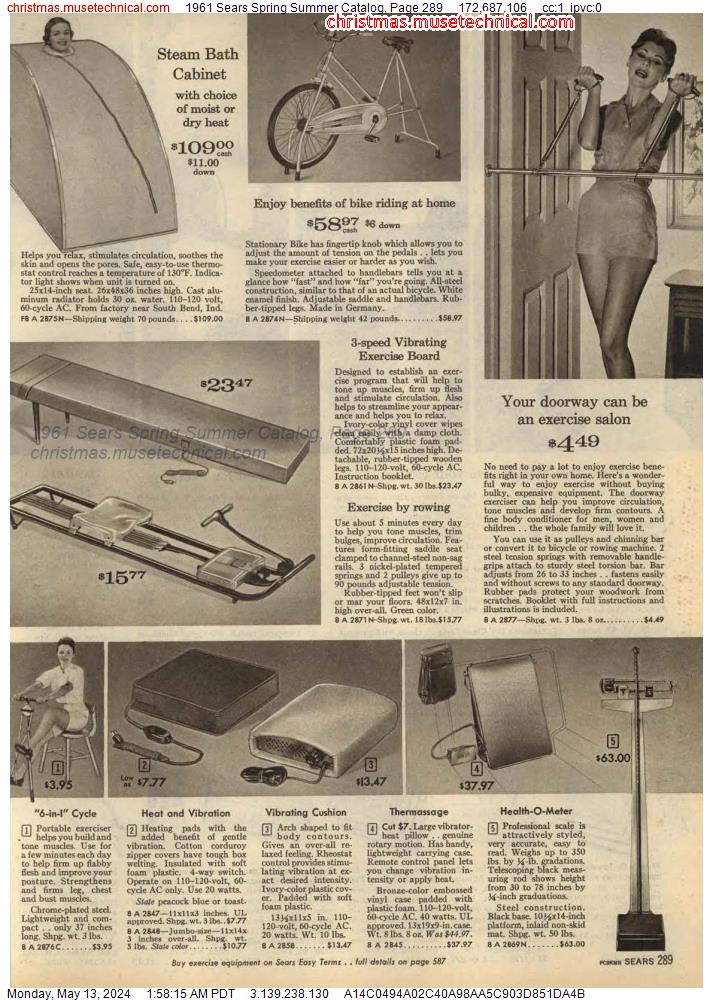 1961 Sears Spring Summer Catalog, Page 289