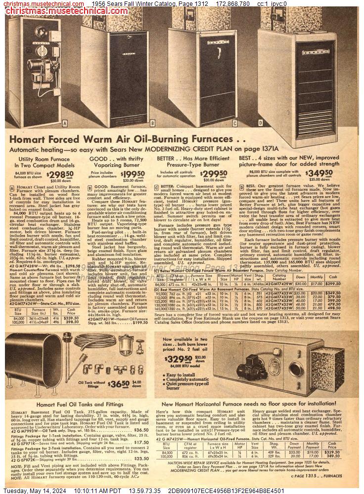 1956 Sears Fall Winter Catalog, Page 1312