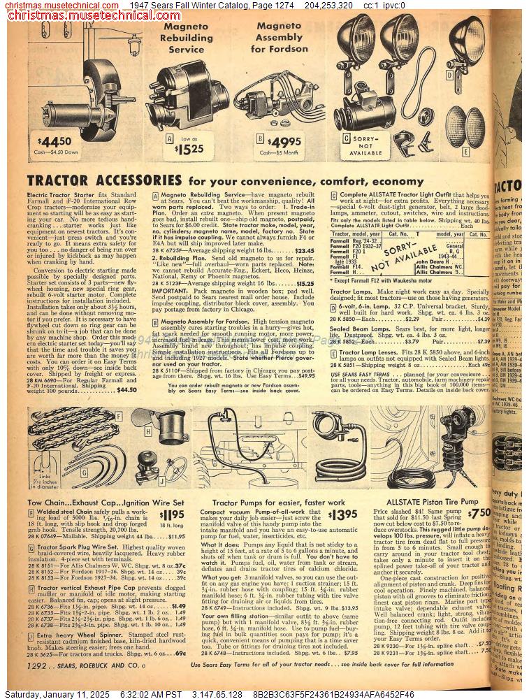 1947 Sears Fall Winter Catalog, Page 1274