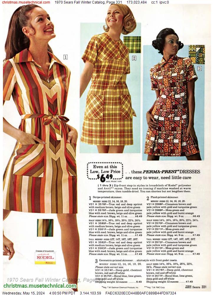 1970 Sears Fall Winter Catalog, Page 331