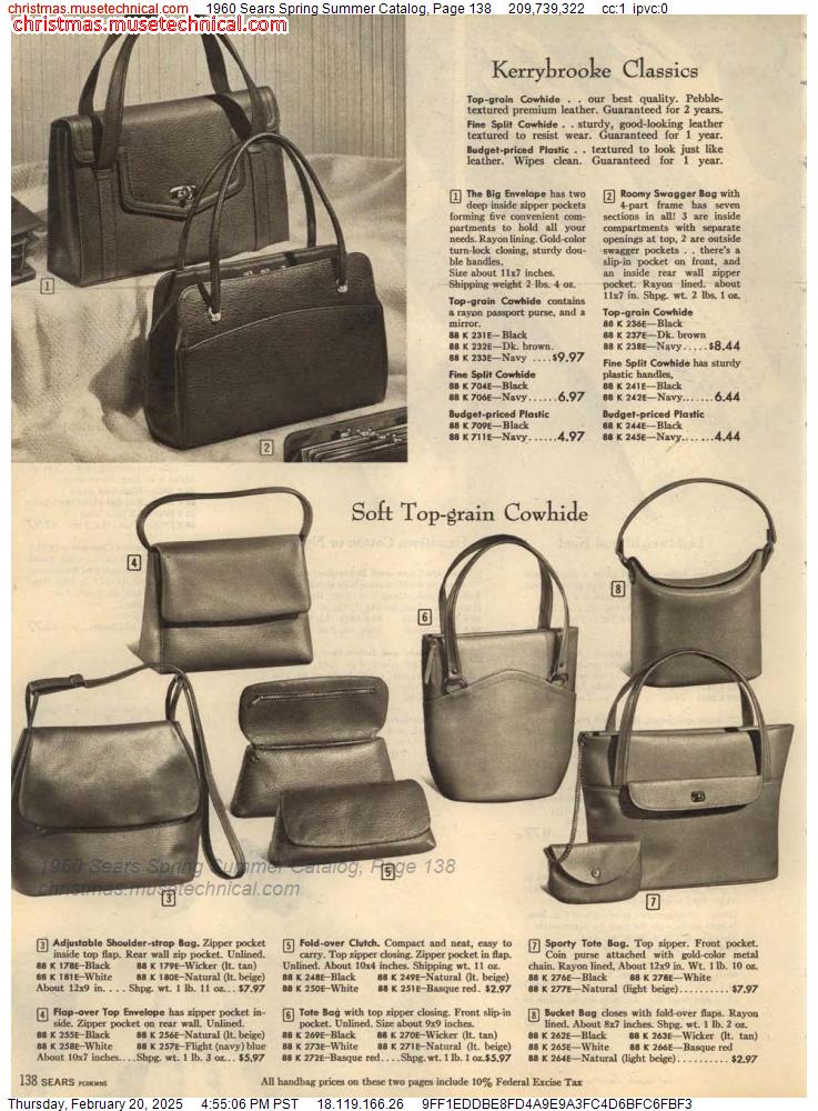 1960 Sears Spring Summer Catalog, Page 138