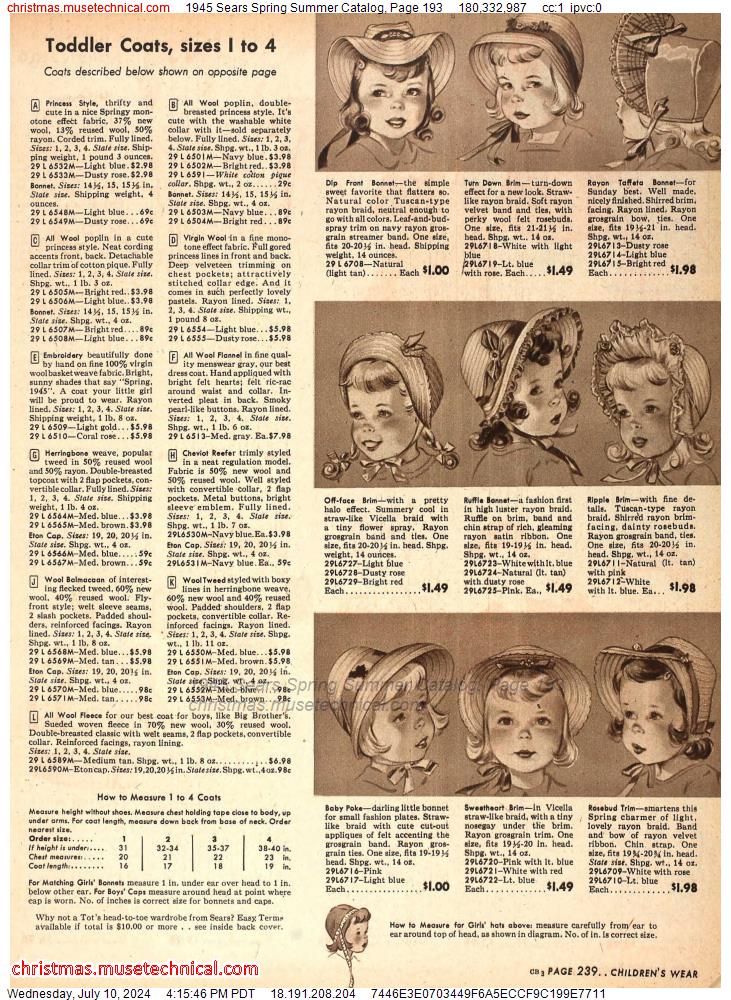 1945 Sears Spring Summer Catalog, Page 193